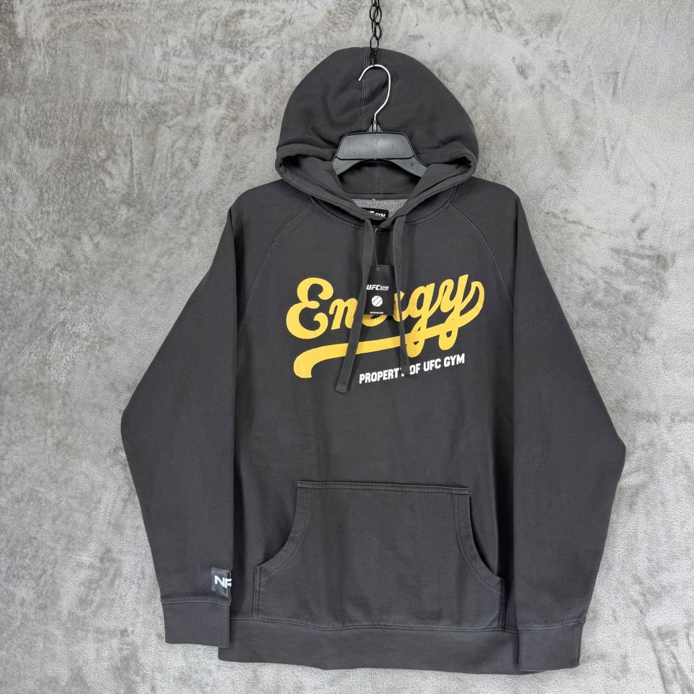 UFC GYM Retro Collab Hoodie Charcoal Grey‎ Energy Graphic Mens Medium NWT